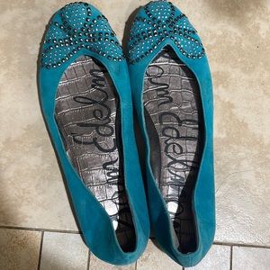 Sam Edelman turquoise flats with metal jewels